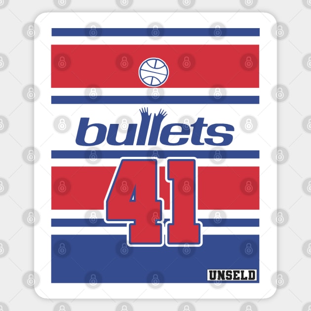 Wes Unseld Hall of Fame Retro Throwback Bullets Jersey Sticker by darklordpug